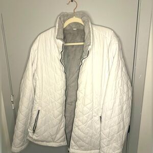 White Puffer Jacket with Soft Gray Lining Size XXL